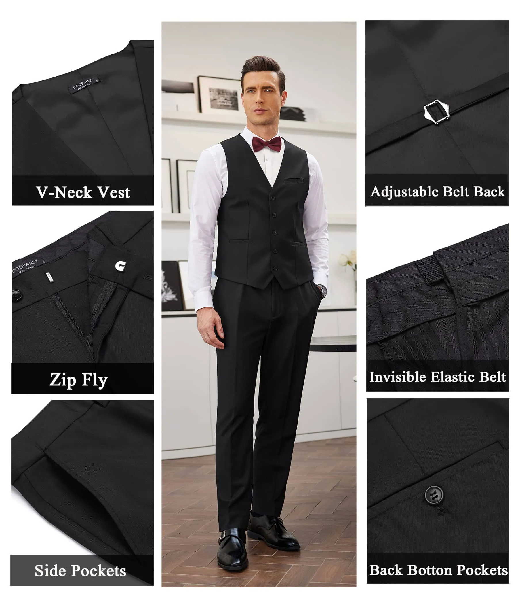 3 Piece Suits Set Tuxedo Prom Blazer Vest Pants Set (US Only)