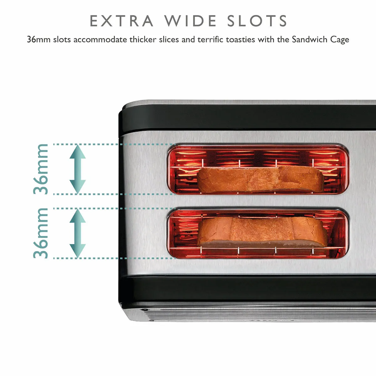 Architect 2-Slot Toaster in Black & Brushed Stainless Steel