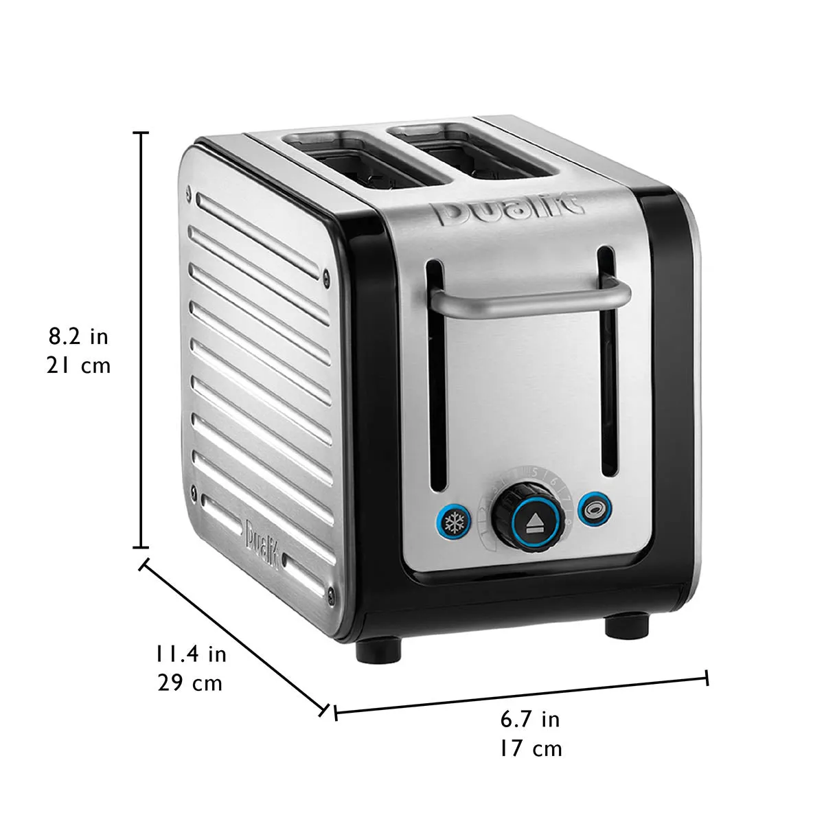 Architect 2-Slot Toaster in Black & Brushed Stainless Steel