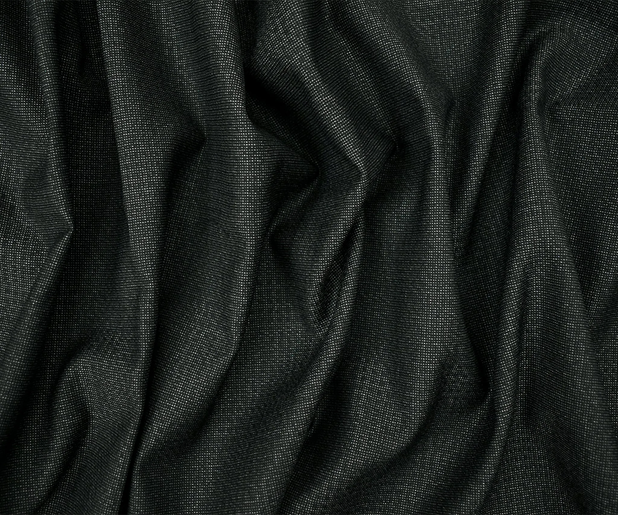 Black-Gray Poly-Wool Faded Plaid Stretch Shirting Woven Fabric