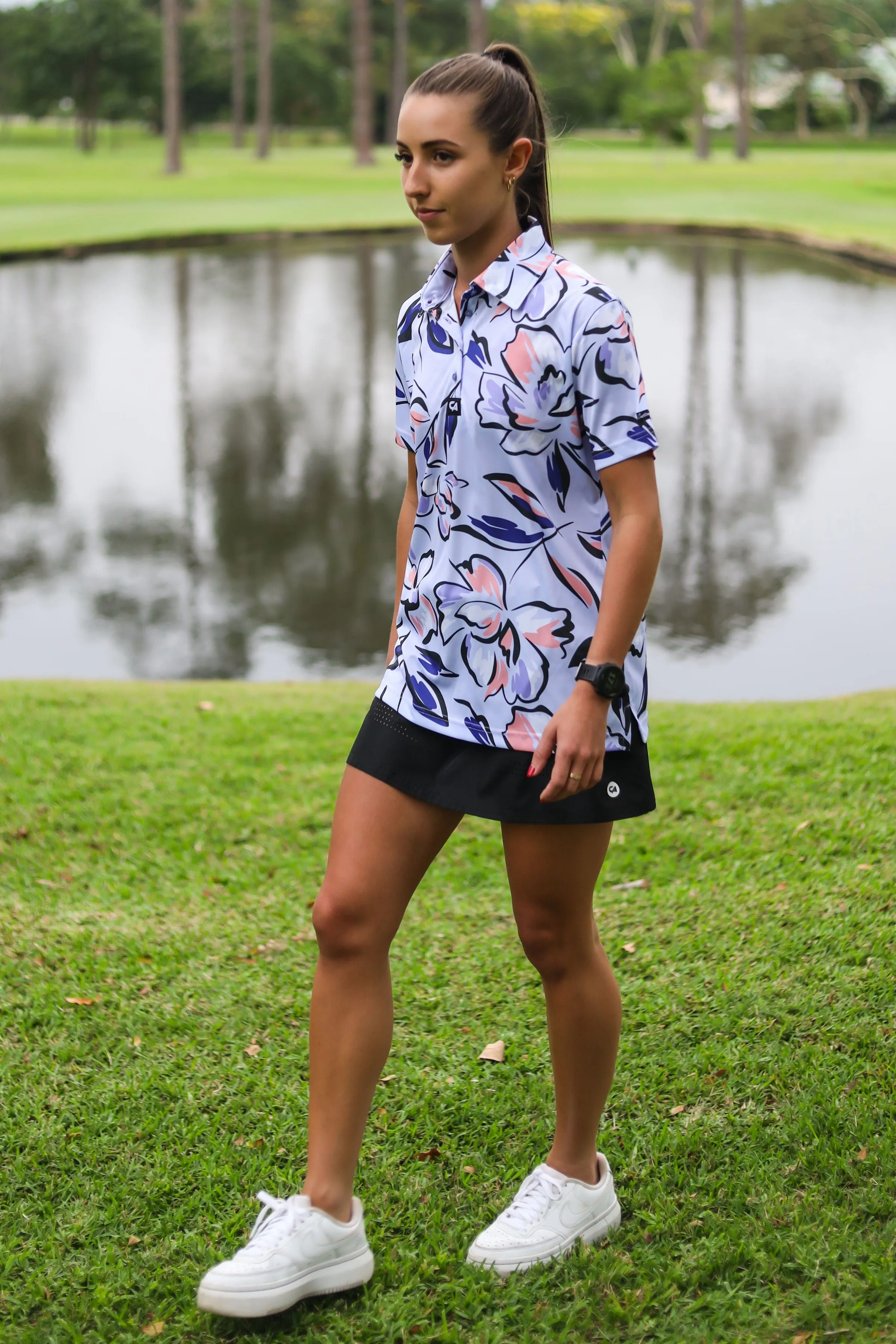 CA Ladies Funky Golf Shirt | Lilac Floral