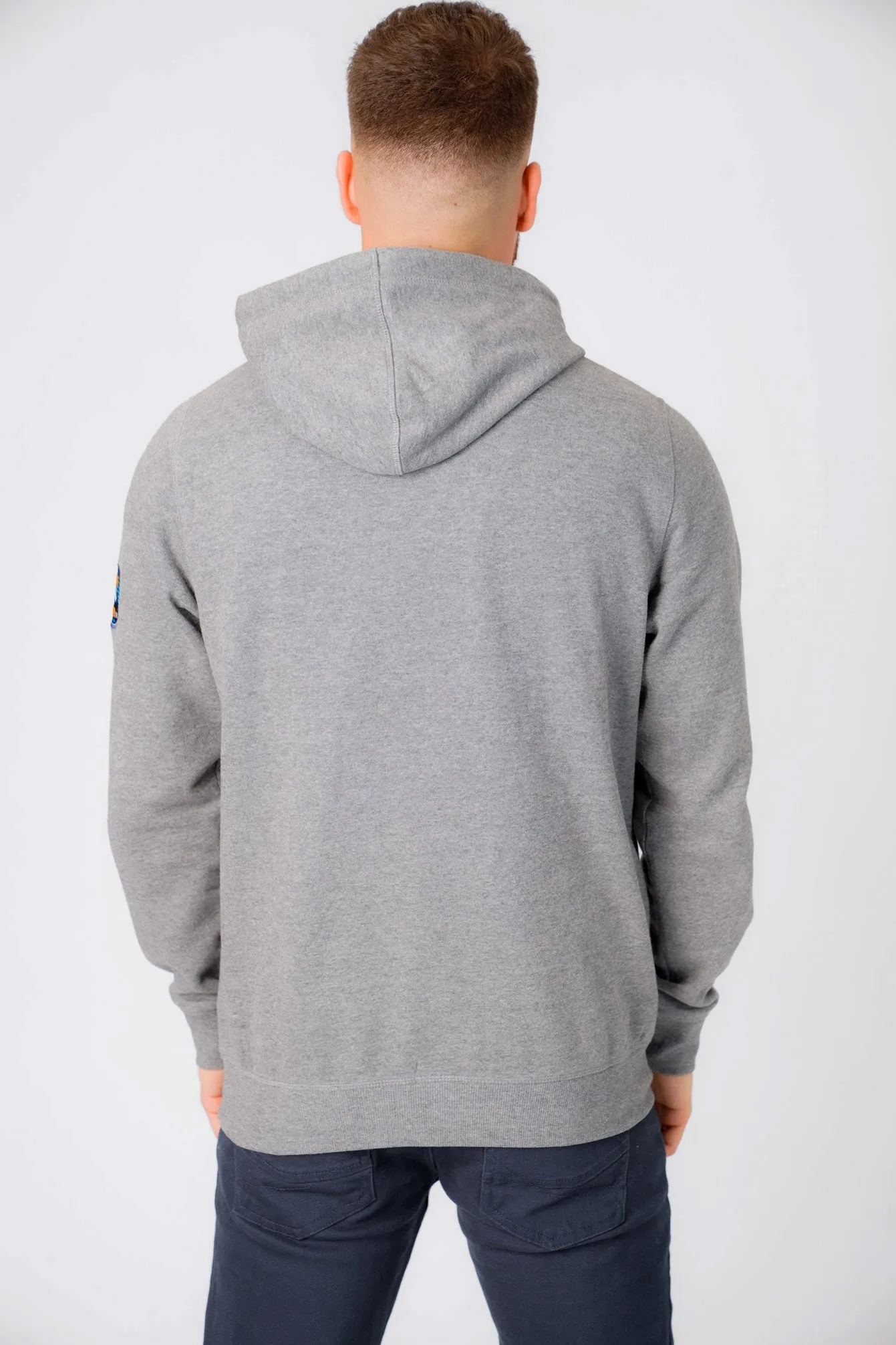 Calegreen Outdoor Motif Brush Back Fleece Pullover Hoodie In Light Grey Marl - Tokyo Laundry