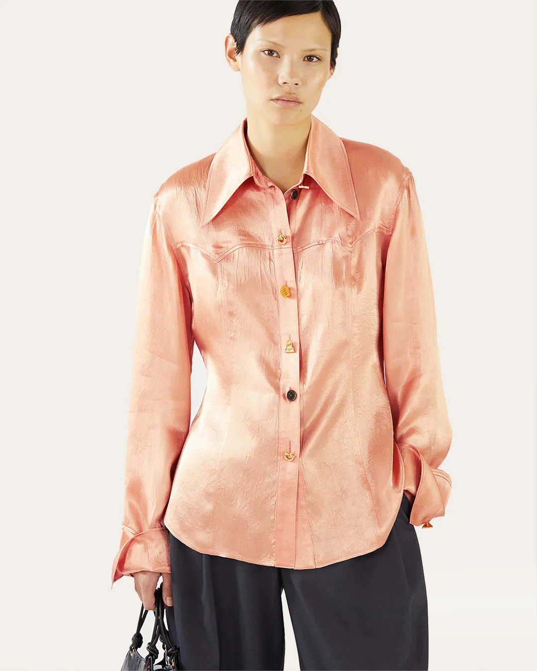 Camille Shirt Acetate Satin Pink