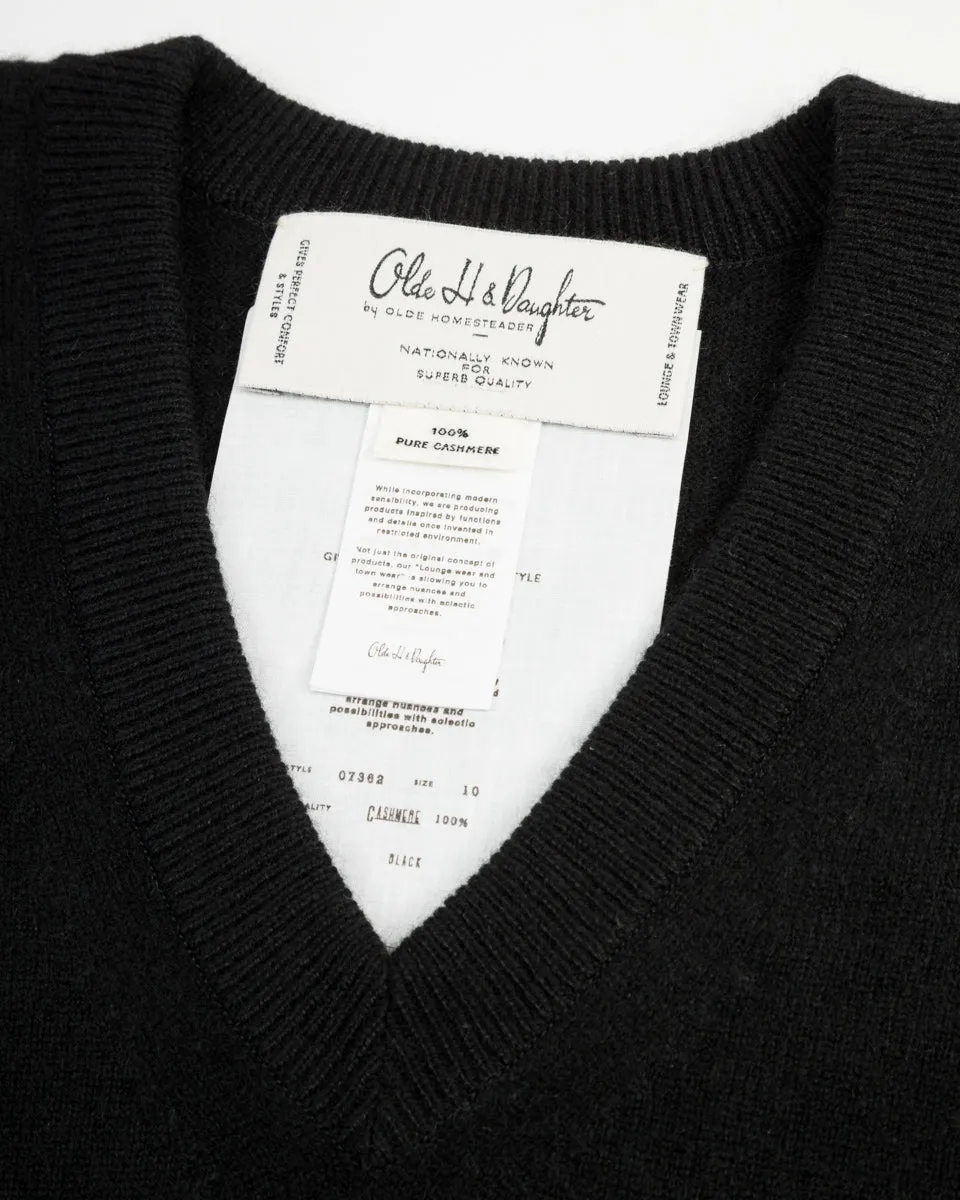 Cashmere V Pullover - Black 10