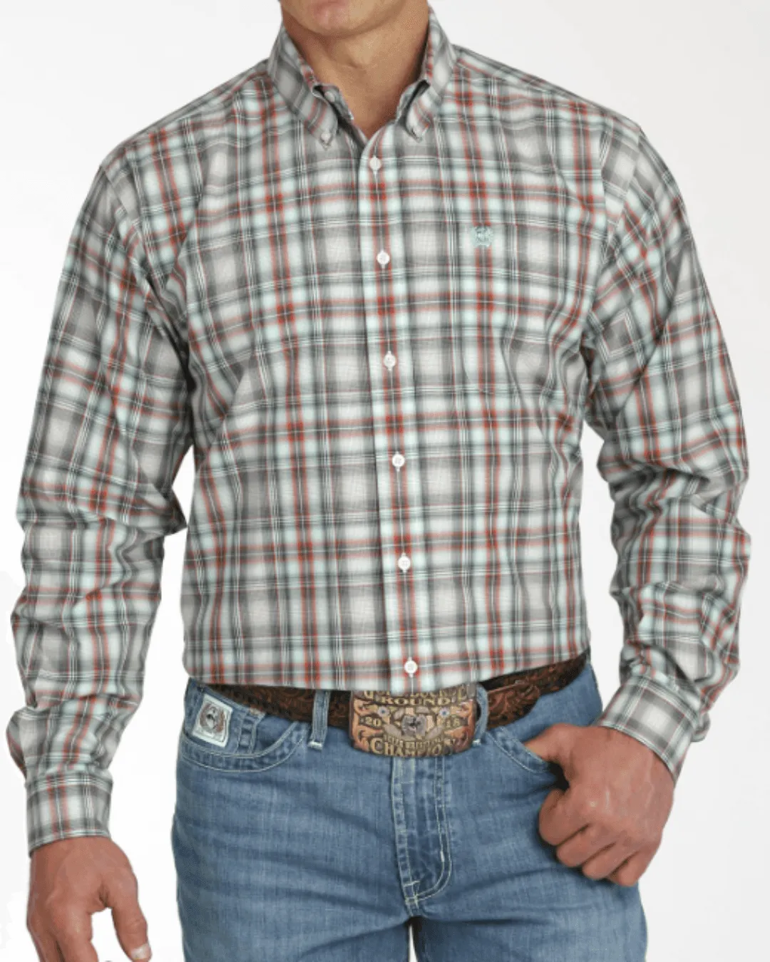 Cinch Men's Mulberry Plaid Button Long Sleeve Western Shirt MTW1105750