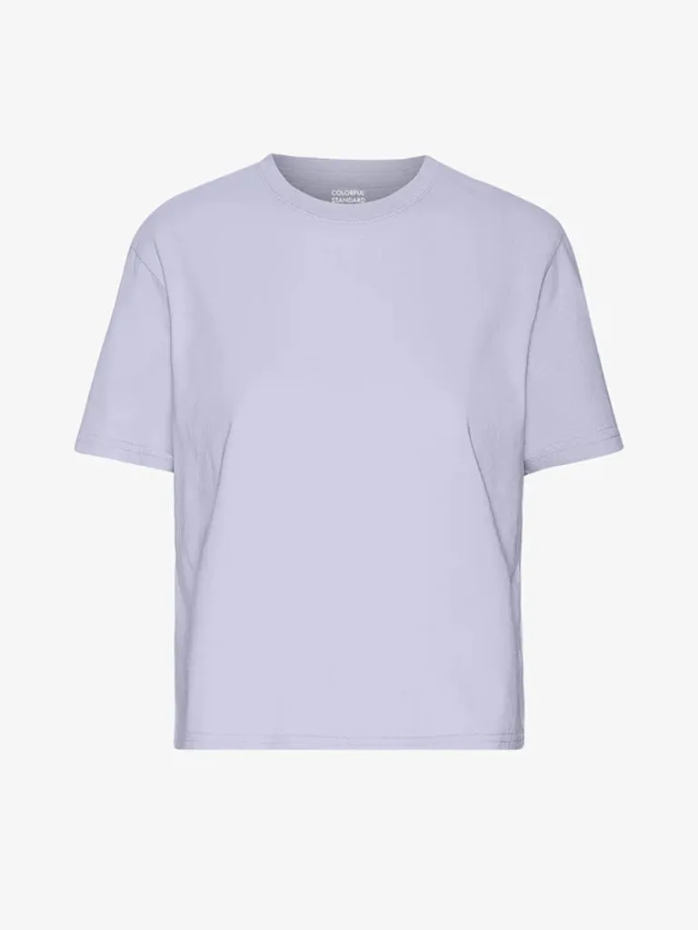 Colorful Standard Organic Boxy Crop T-Shirt in Soft Lavender