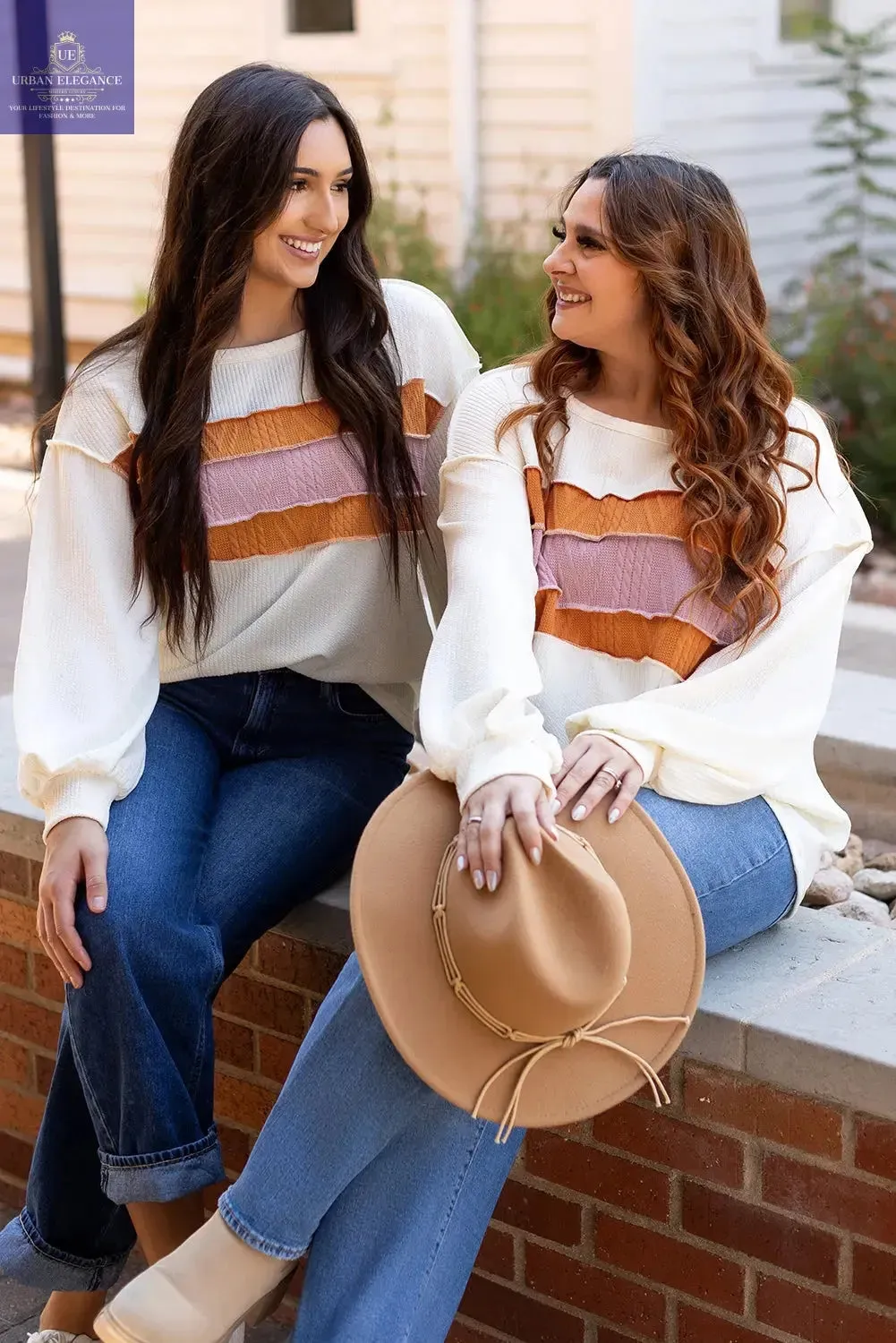 Corded Knit Patchwork Drop Sleeve Top