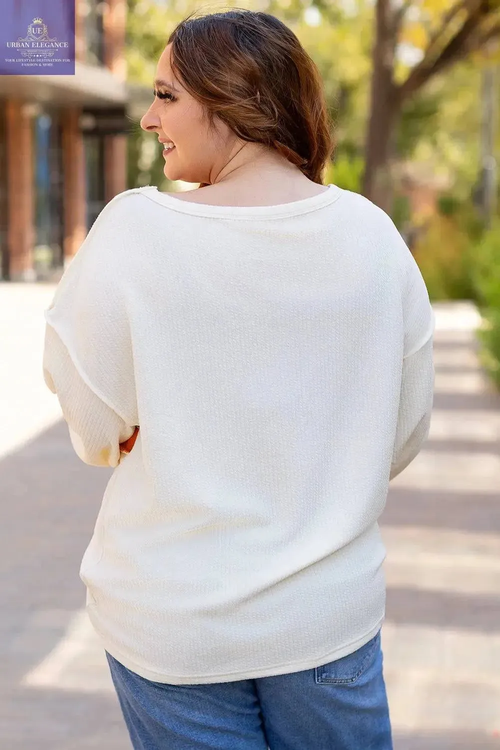 Corded Knit Patchwork Drop Sleeve Top