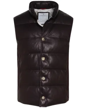 Dark Brown Padded Leather Vest