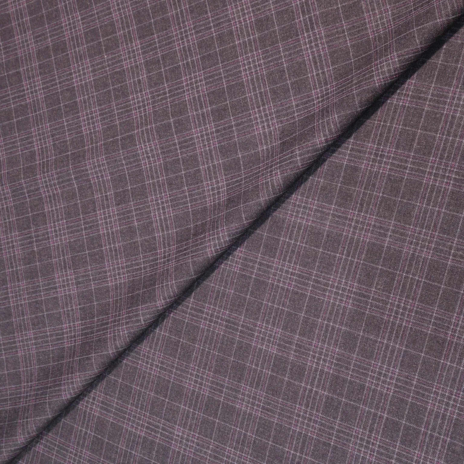 Dark Grey Plaid Voyage Wool Dormeuil Fabric