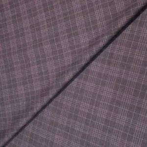 Dark Grey Plaid Voyage Wool Dormeuil Fabric