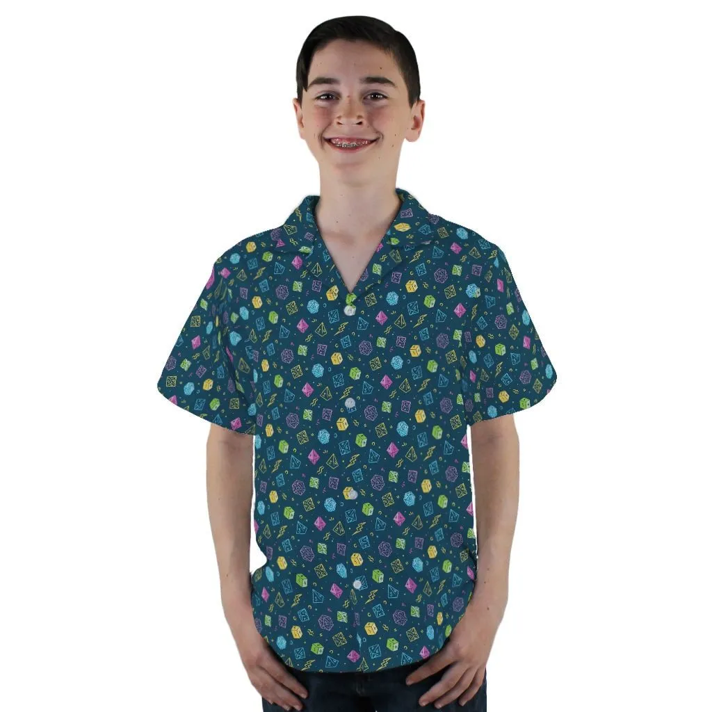 Dnd RPG Dice Blue Youth Hawaiian Shirt