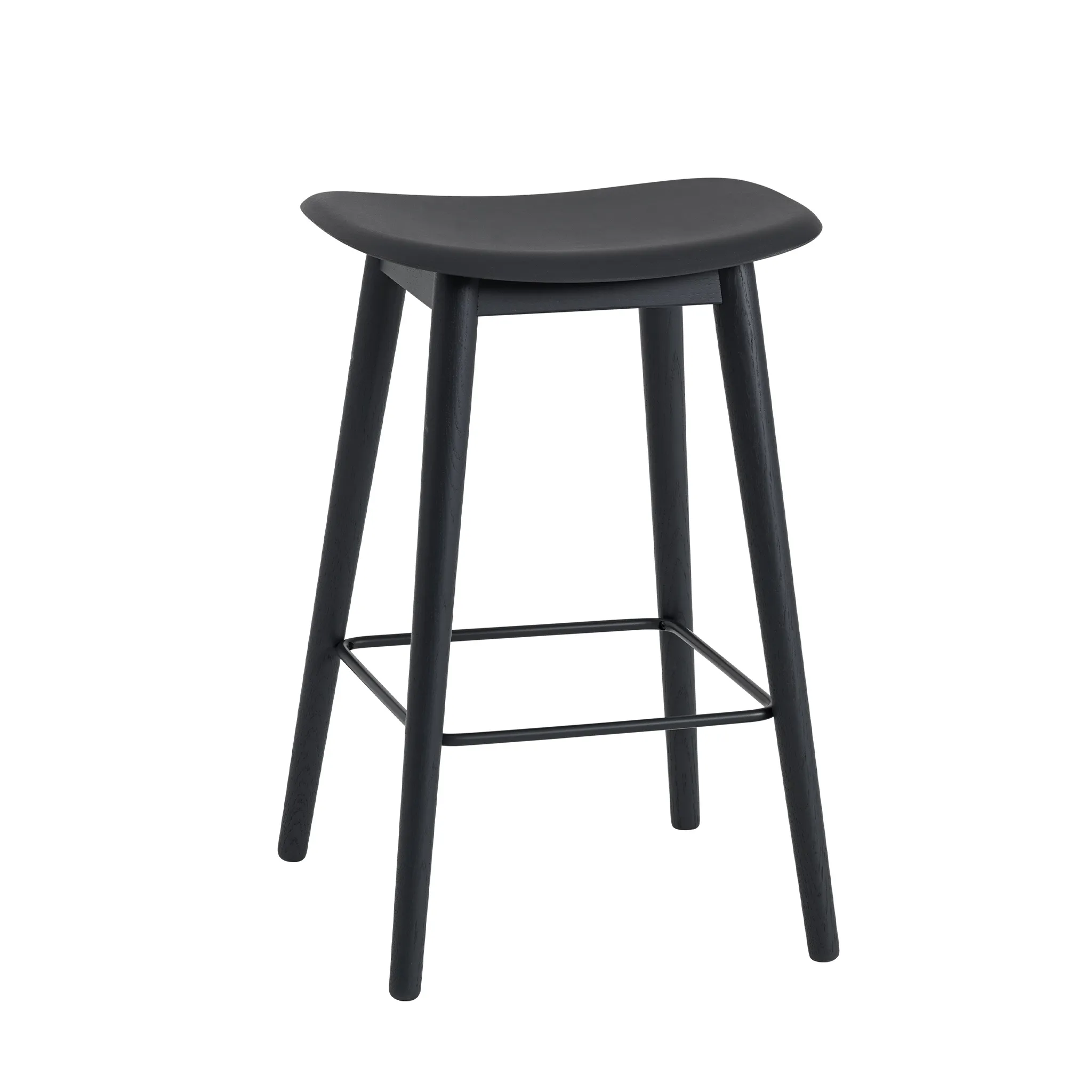 Fiber Bar Stool Wood Base by Muuto