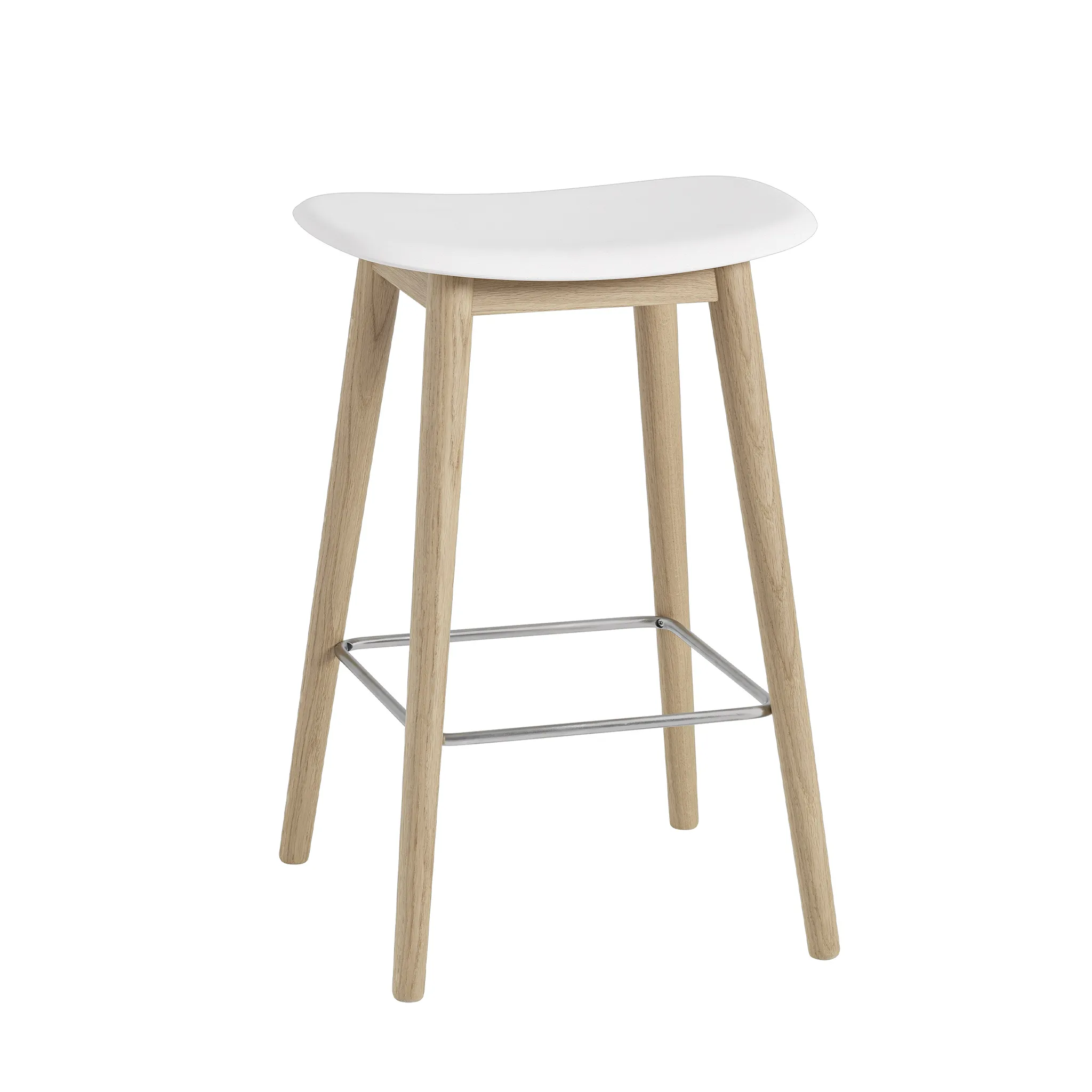 Fiber Bar Stool Wood Base by Muuto