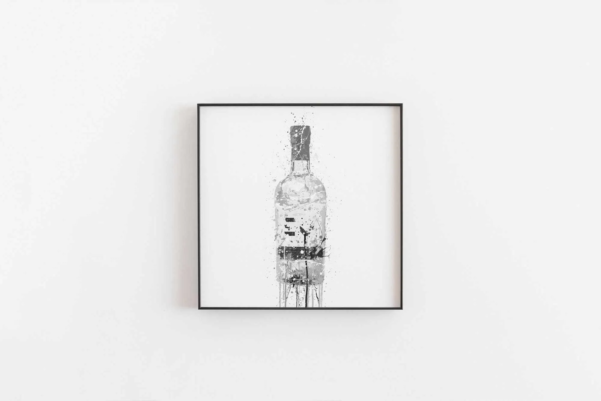 Gin Bottle Wall Art Print 'Grey Marble'