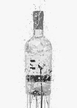 Gin Bottle Wall Art Print 'Grey Marble'