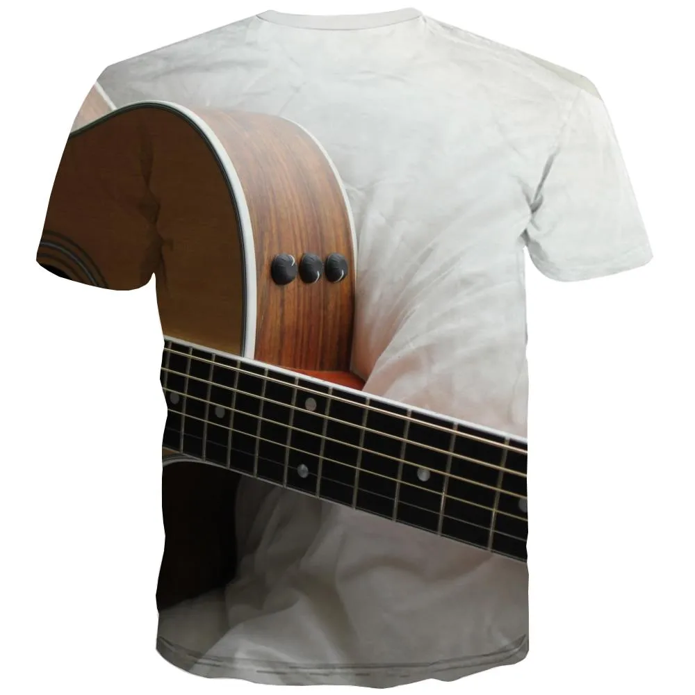 Guitar T shirts Men Music T-shirts 3d Wooden Tshirt Printed Metal Tshirt Anime