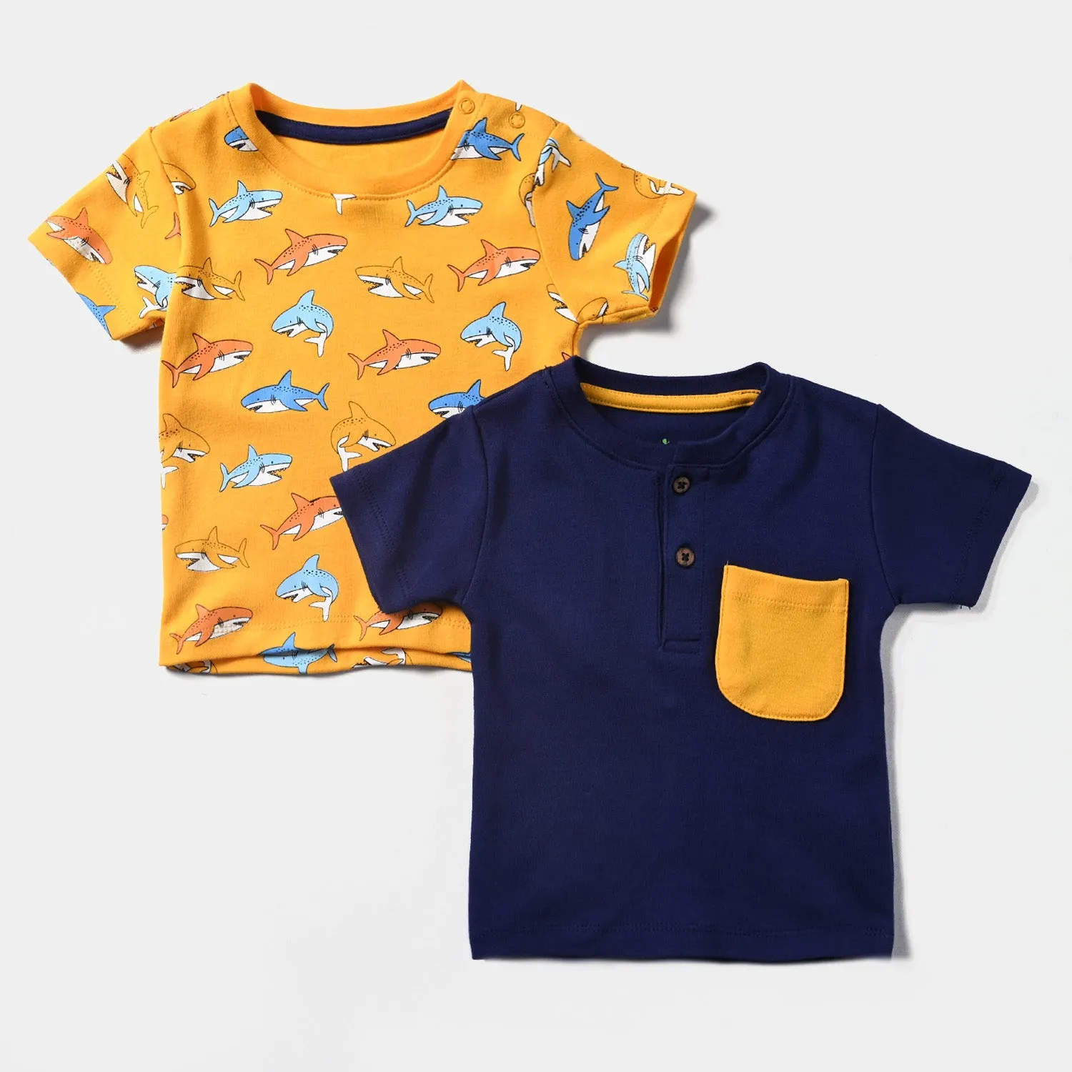 Infant Boys Cotton Interlock 2 Piece Set Baby Shark-Citrus