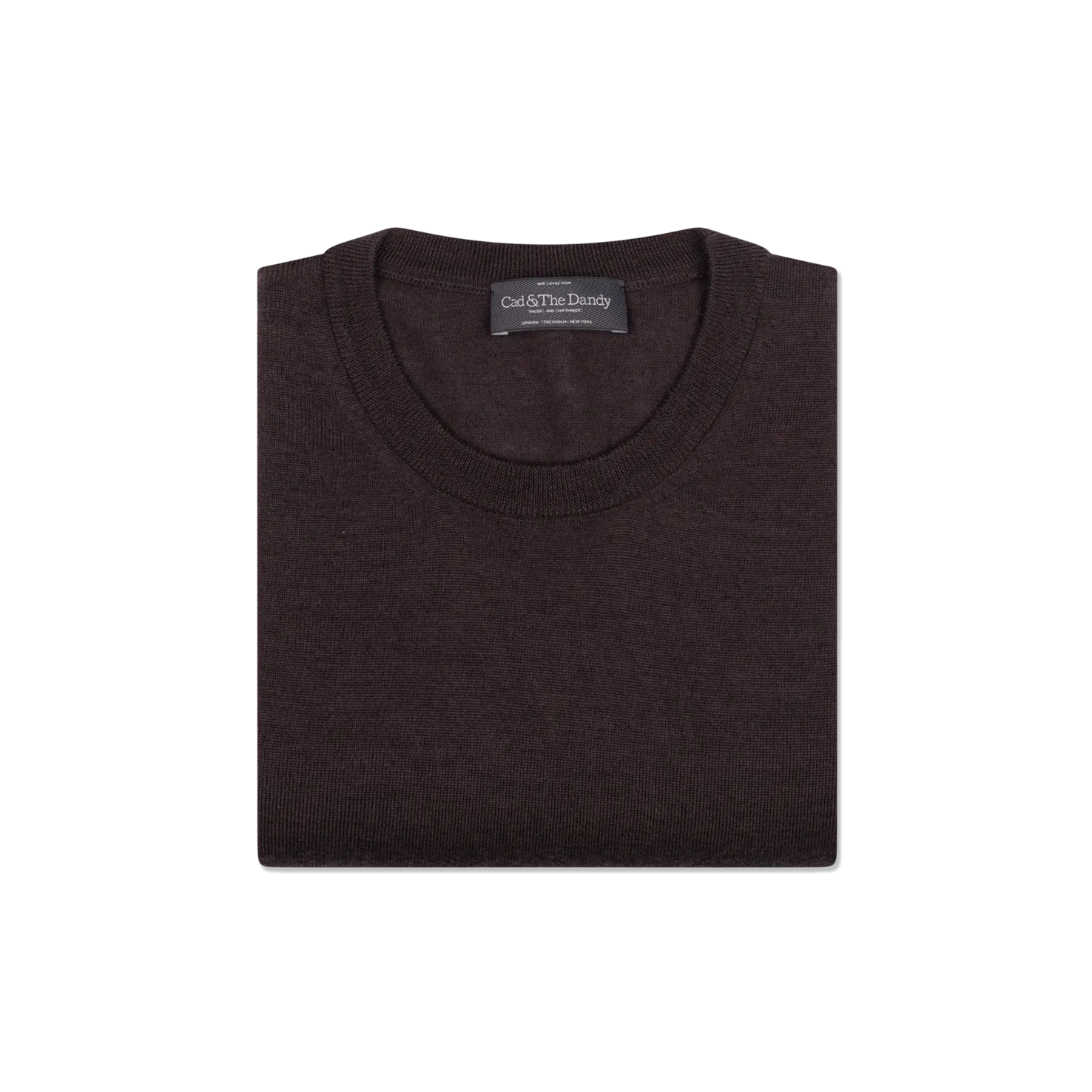 Knitted T-Shirt in Off Chocolate Brown Merino Wool