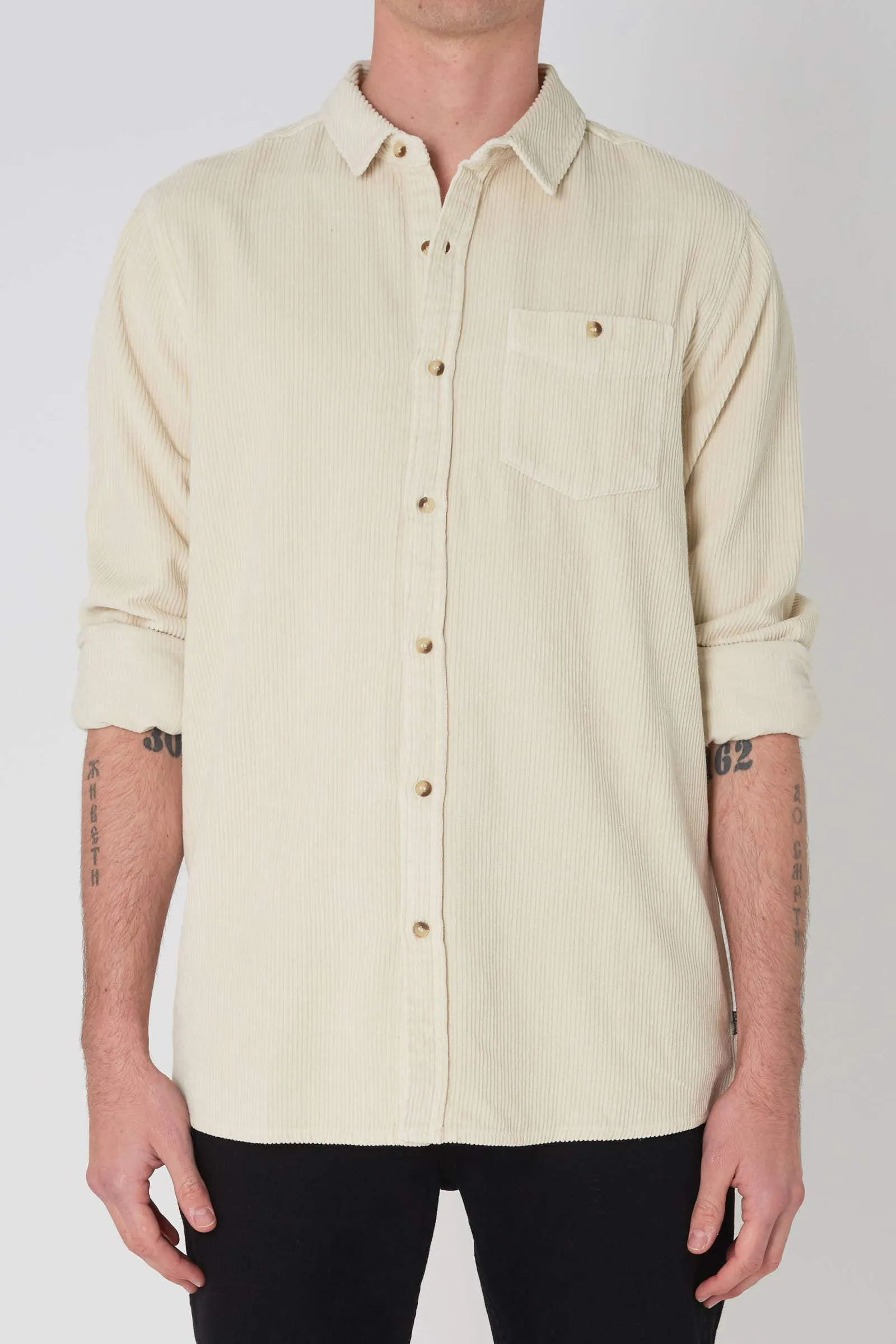 Men at Work Fat Cord Shirt - Oatmeal