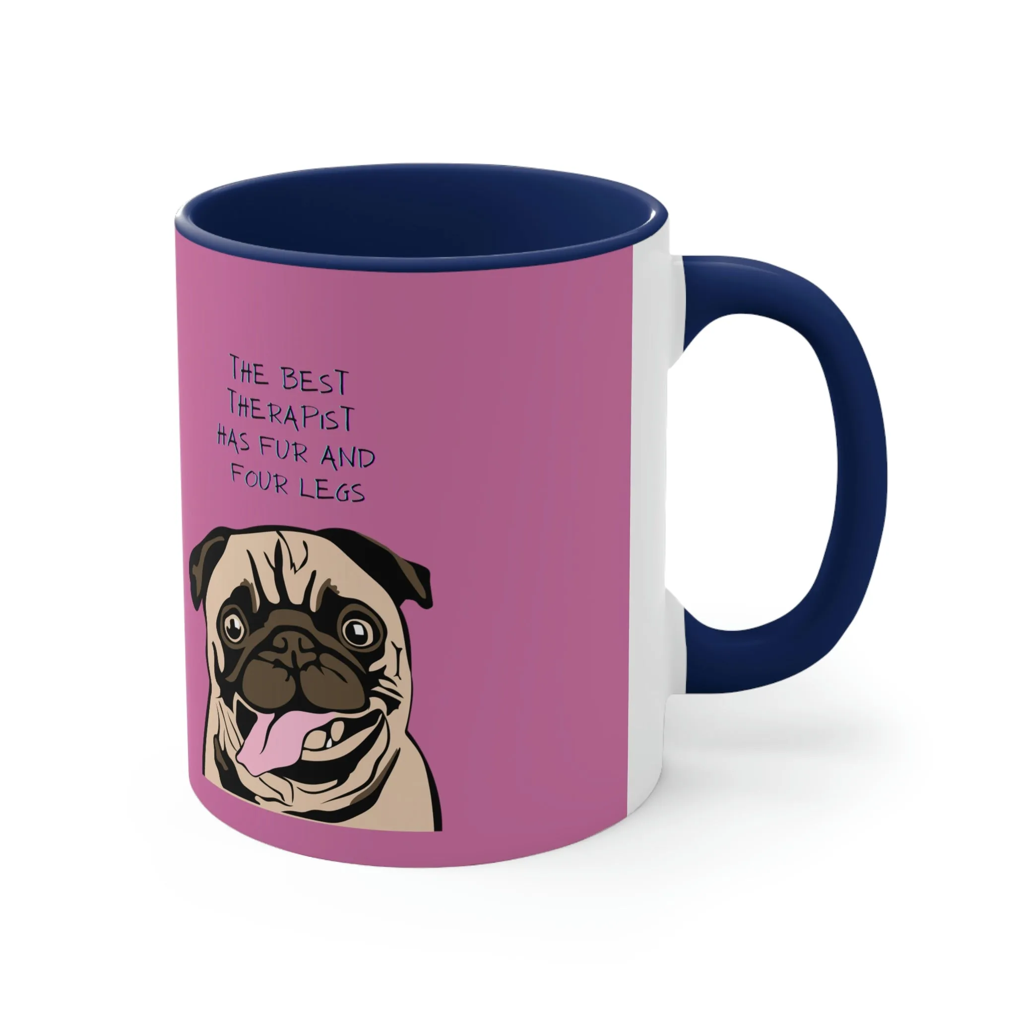 Pug Therapist POD Accent Coffee Mug, 11oz