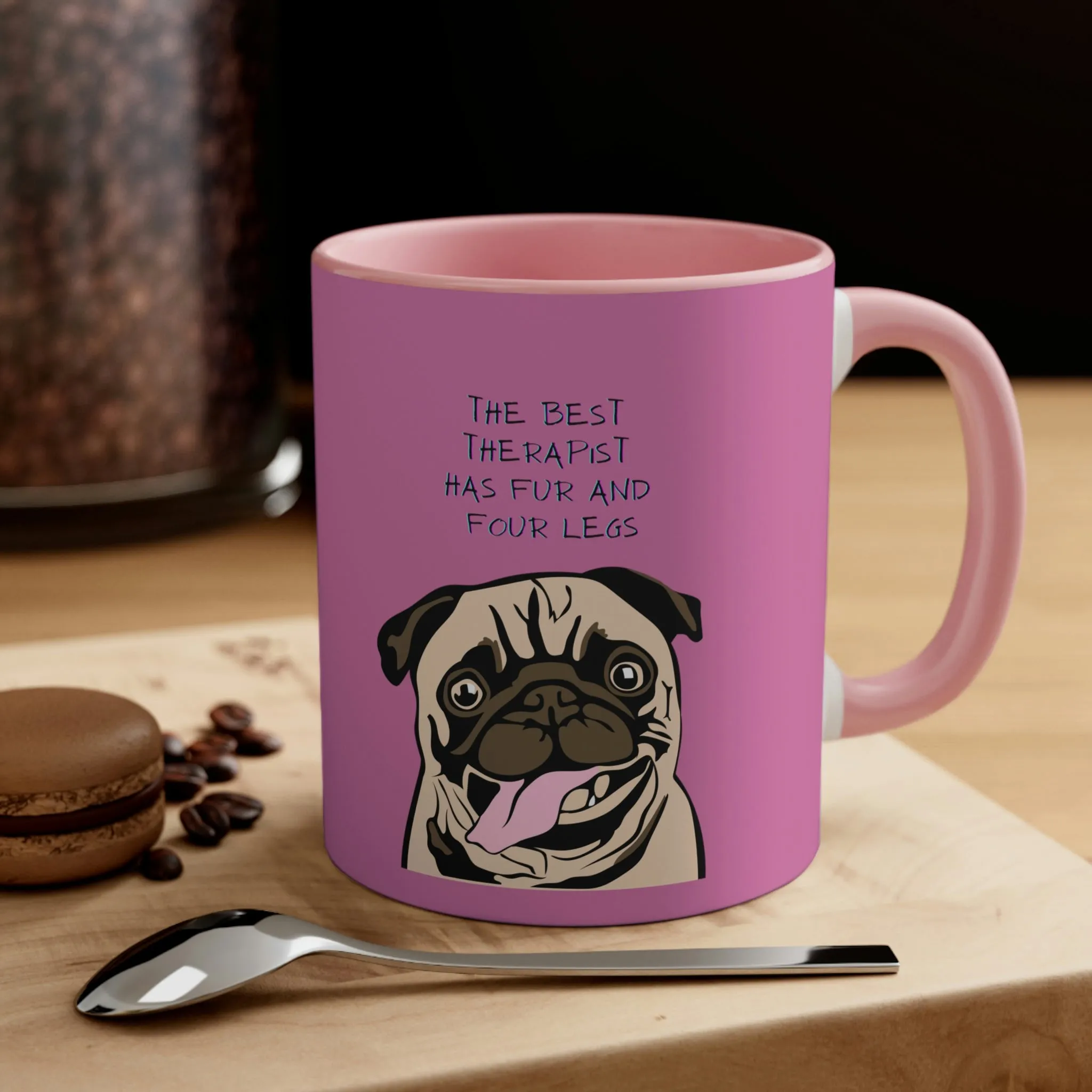 Pug Therapist POD Accent Coffee Mug, 11oz