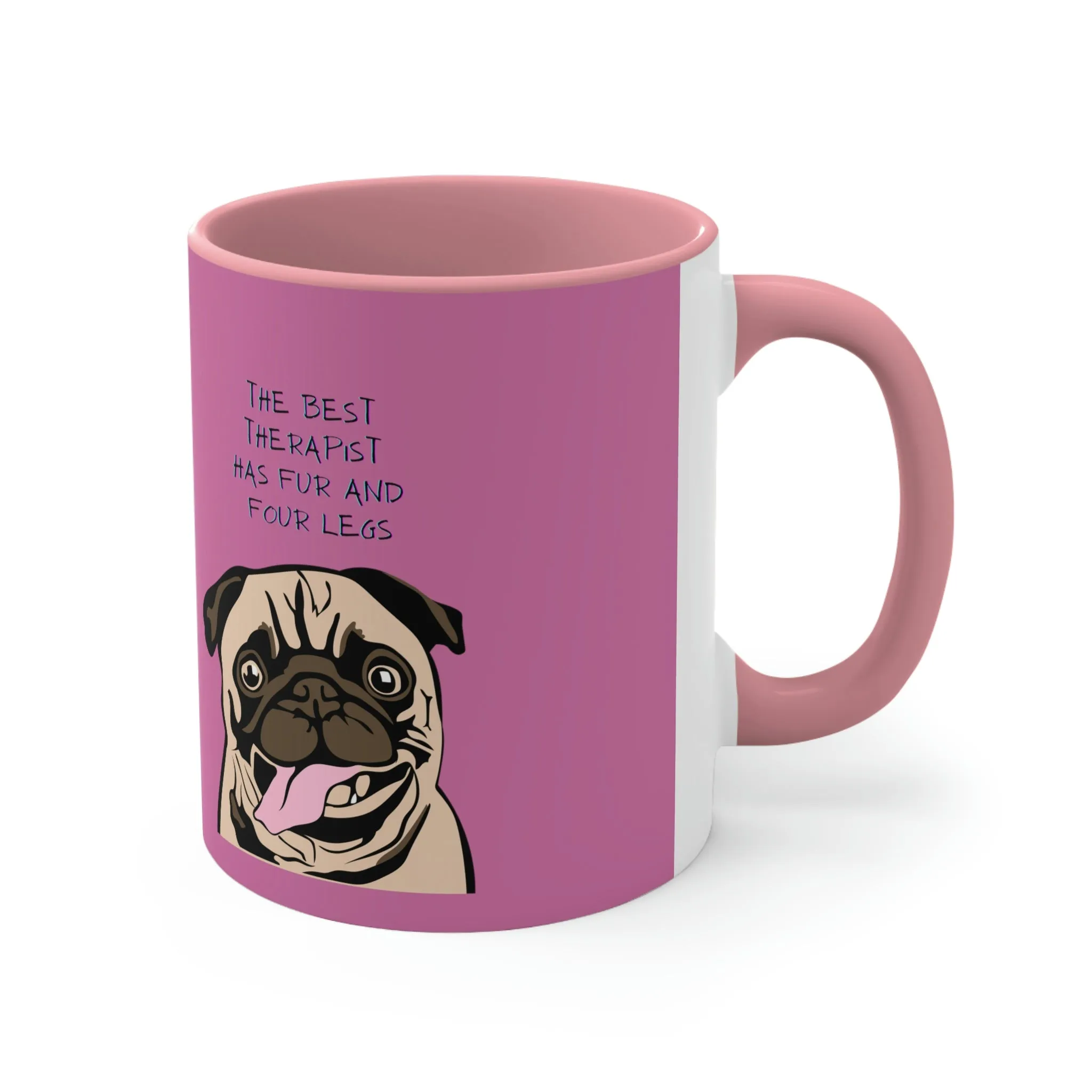 Pug Therapist POD Accent Coffee Mug, 11oz