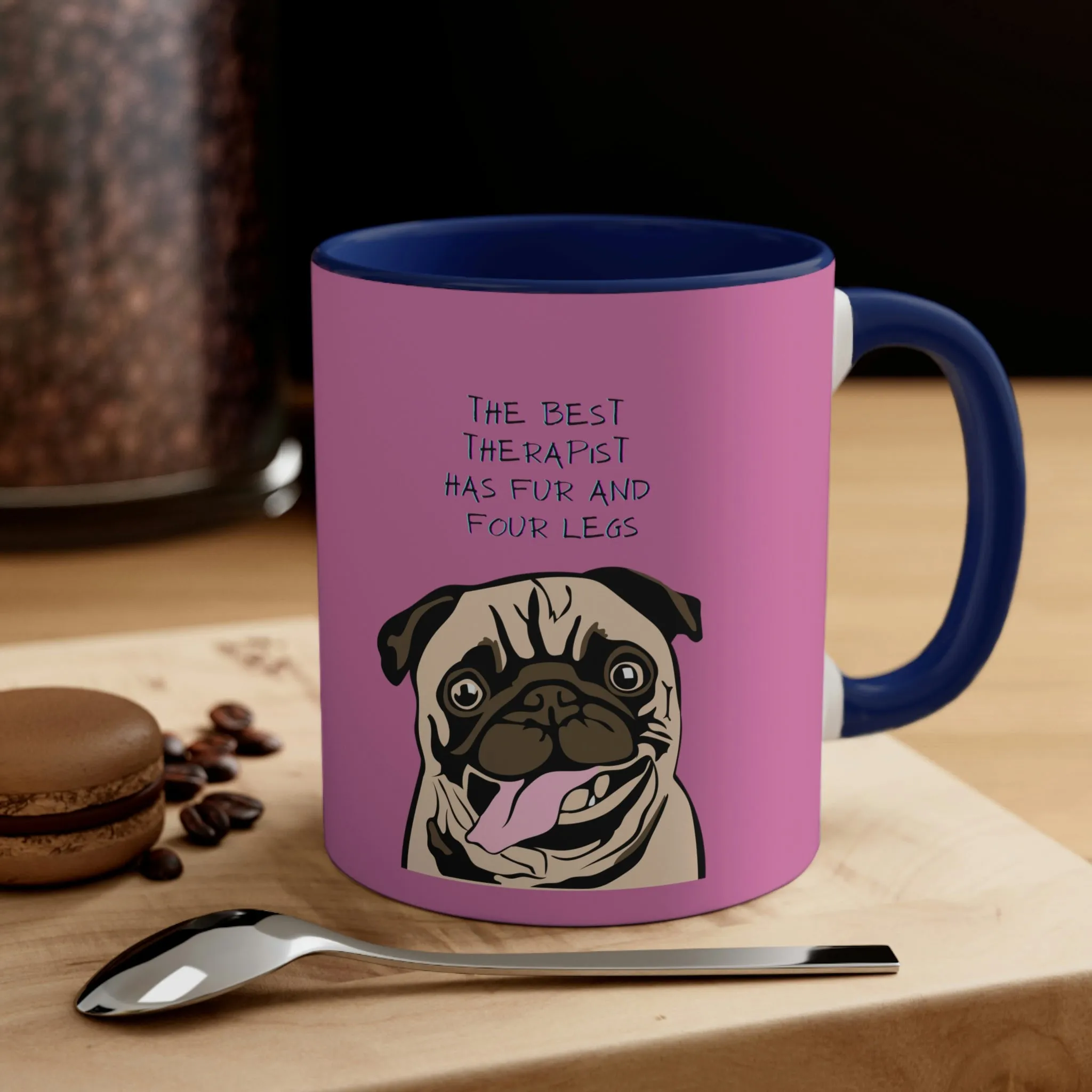 Pug Therapist POD Accent Coffee Mug, 11oz