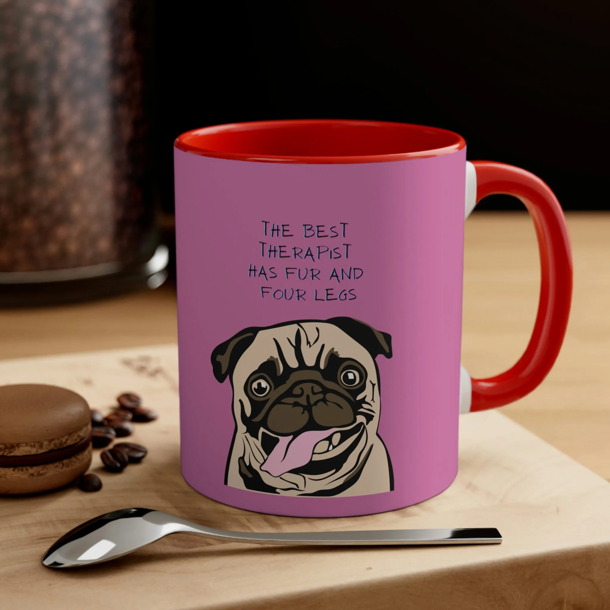 Pug Therapist POD Accent Coffee Mug, 11oz