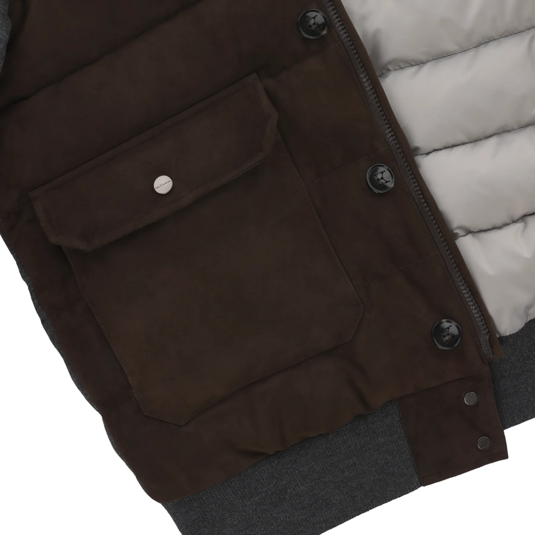 Quilted Suede und Wool Bomber Jacket in Brown