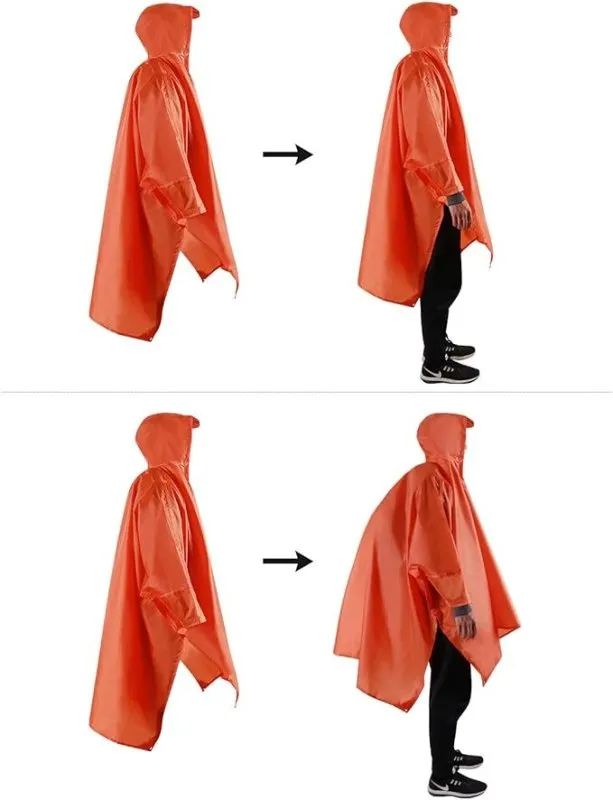 REDCAMP Rain Poncho for Adult | Plus Size Rain Coat with Hoods and Sleeves for Men Women | Unisex Camping Hiking Cycling Rain Coat | Plus Size Rain Gear