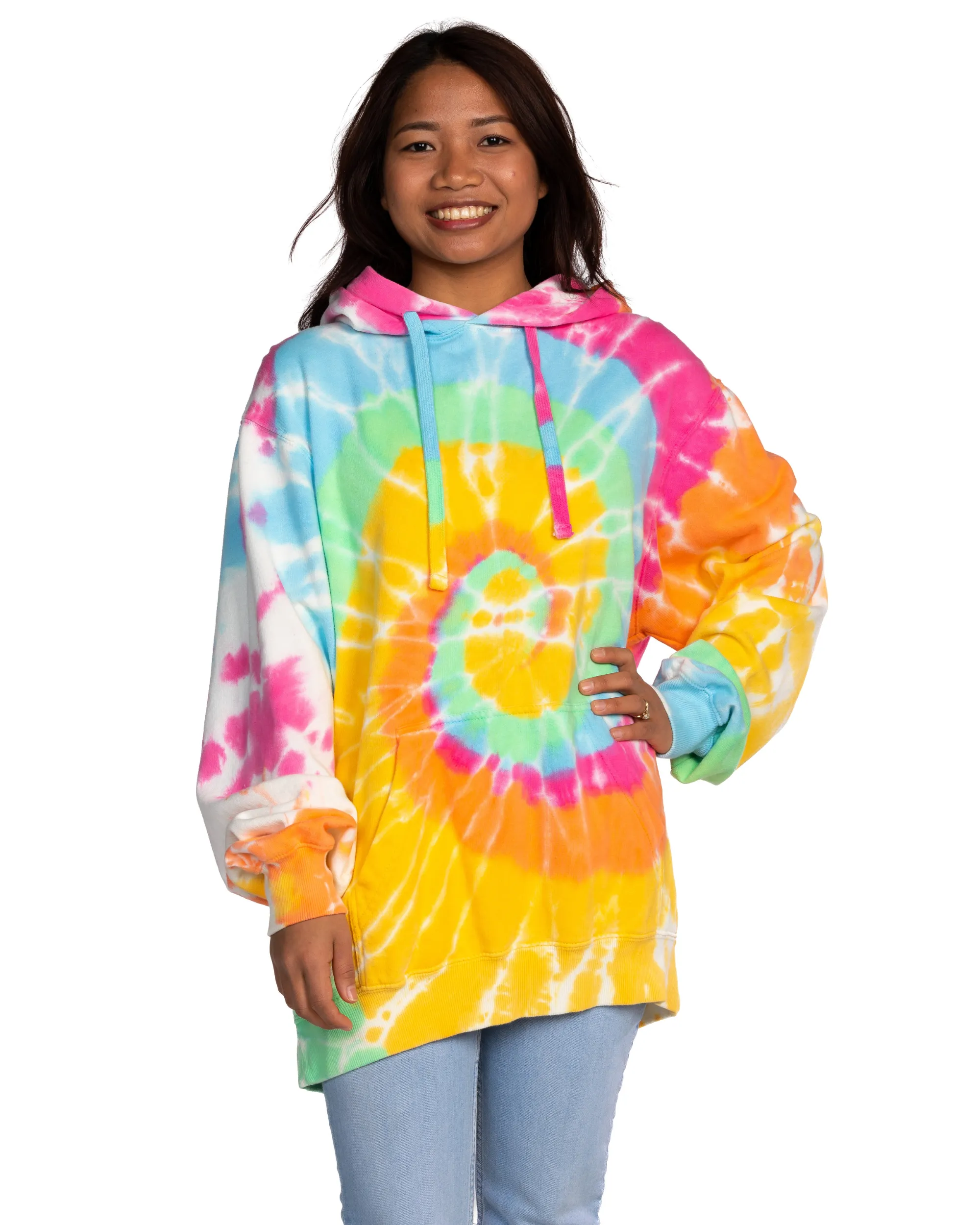 Tie Dye Premium Fleece Hoodie - Aerial Spiral