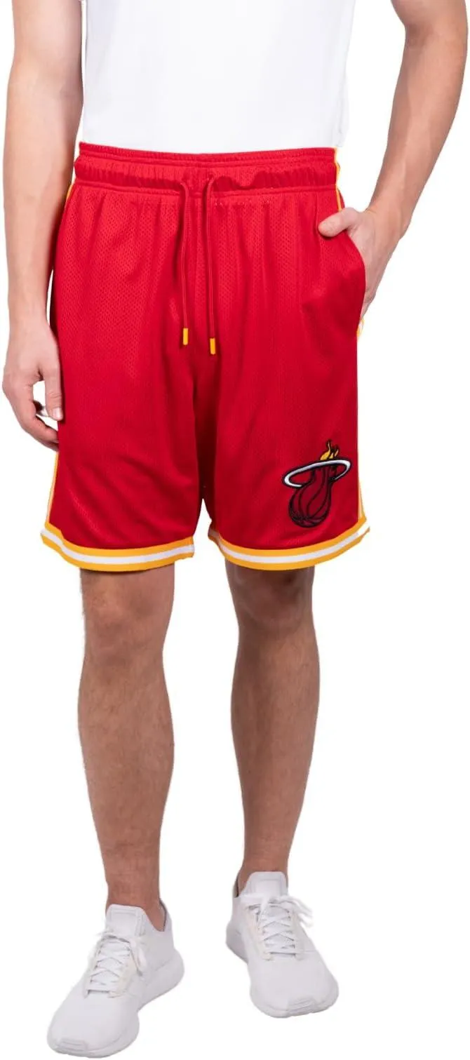 Ultra Game NBA Official Men’s Slam Active Basketball Training Shorts - Unisex, Miami Heat, Team Color|Miami Heat