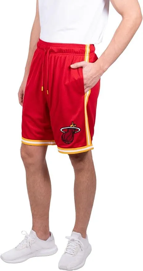 Ultra Game NBA Official Men’s Slam Active Basketball Training Shorts - Unisex, Miami Heat, Team Color|Miami Heat