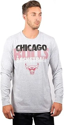 Ultra Game NBA Official Men’s Super Soft Supreme Long Sleeve T-Shirt - Unisex, Chicago Bulls, Heather Gray|Chicago Bulls