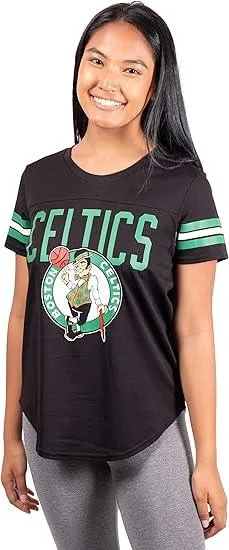 Ultra Game NBA Official Women's Soft Mesh T-Shirt, Boston Celtics, Black|Boston Celtics