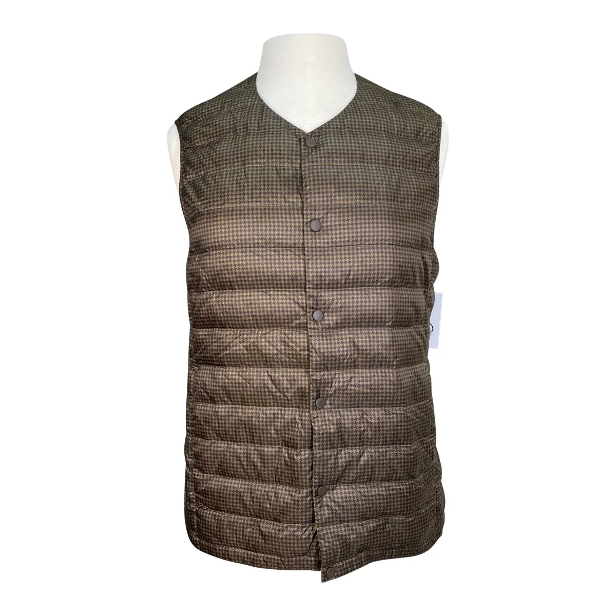 Uniqlo Lightweight Down Vest in Brown Houndstooth - Women's Small