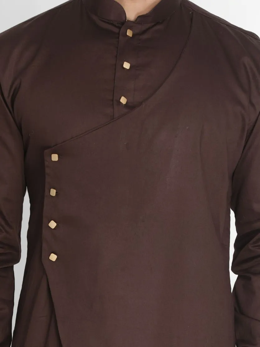 VASTRAMAY Men's Brown Cotton Silk Kurta Set