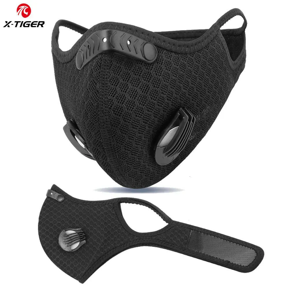 X-TIGER Cycling Face Mask with Filters Anti-Pollution Cycling Mask Activated Carbon Breathing Valve Bike Mouth Caps Mascarilla